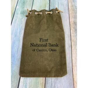 First National Bank of Canton Ohio Vintage Cloth Money Bag Draw String 10x6